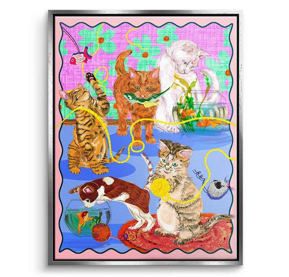 DOTCOMCANVAS® Leinwandbild Kitten Playground, Leinwandbild Kitten Playground Katzen spielen bunt Wandbild von DOTCOMCANVAS®