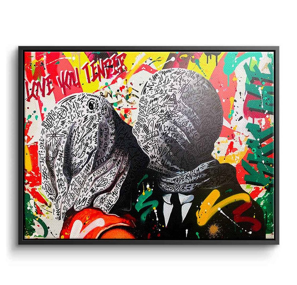 DOTCOMCANVAS® Leinwandbild LES AMANTS DE LA RUE, Leinwandbild LES AMANTS DE LA RUE Pop Art Portrait quer von DOTCOMCANVAS®