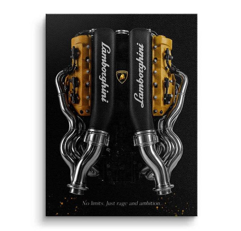 DOTCOMCANVAS® Leinwandbild Lamborghini Engine, Leinwandbild Lamborghini Engine schwarz edel luxus Wandbild Kunstdruck von DOTCOMCANVAS®