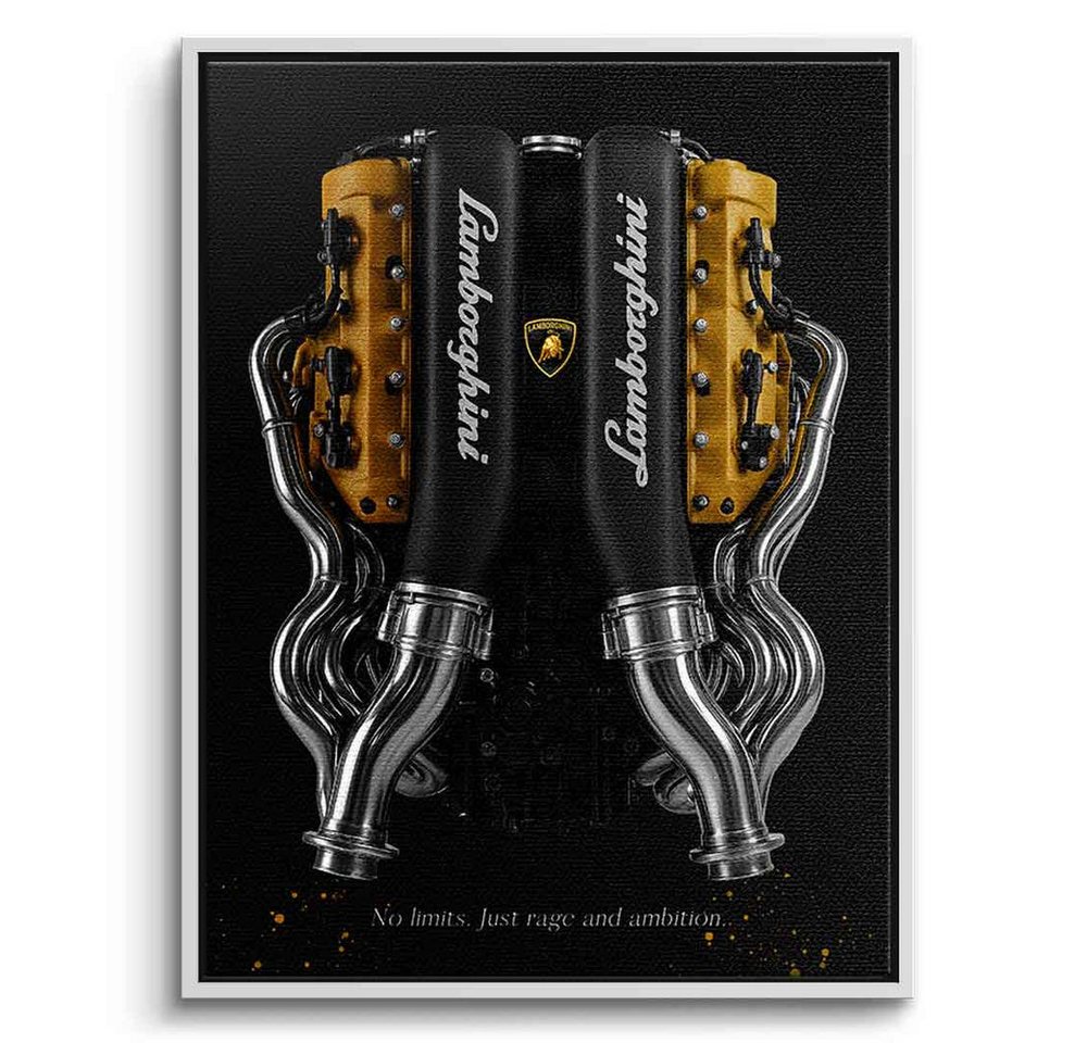 DOTCOMCANVAS® Leinwandbild Lamborghini Engine, Leinwandbild Lamborghini Engine schwarz edel luxus Wandbild Kunstdruck von DOTCOMCANVAS®