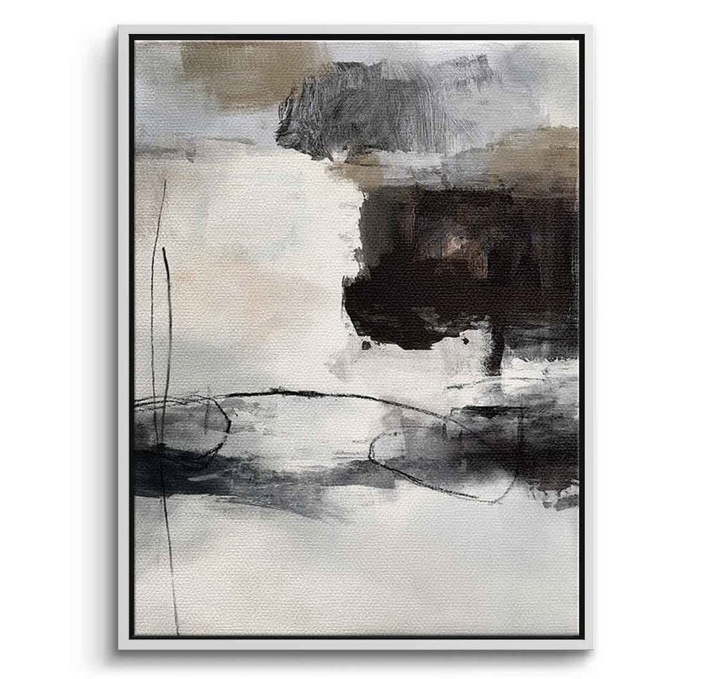 DOTCOMCANVAS® Leinwandbild Landscape, Leinwandbild schwarz weiß grau moderne abstrakte Kunst Druck Wandbild von DOTCOMCANVAS®