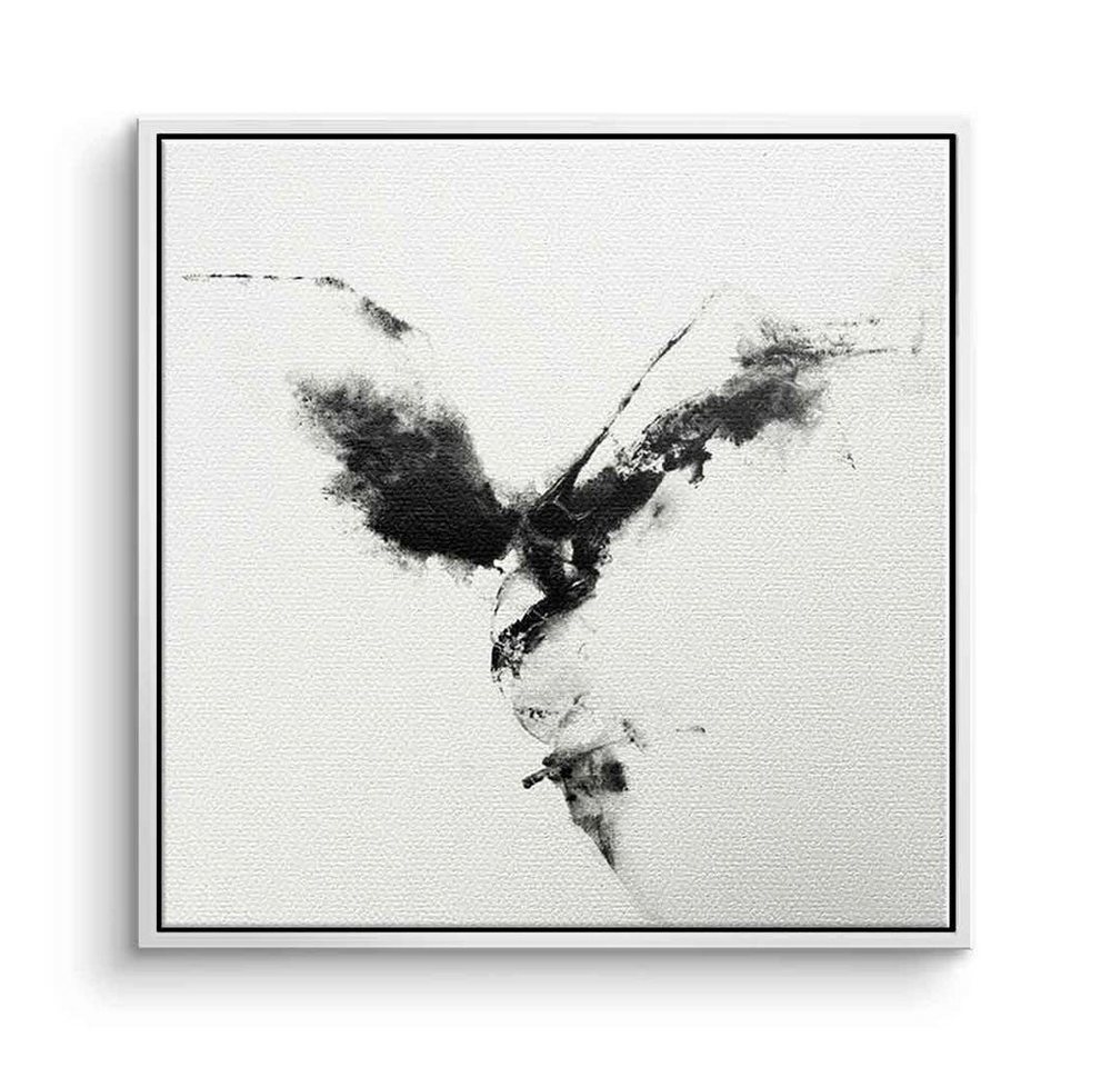 DOTCOMCANVAS® Leinwandbild Leap, Leinwandbild weiß schwarz Kolibri moderne abstrakte Kunst Wandbild von DOTCOMCANVAS®