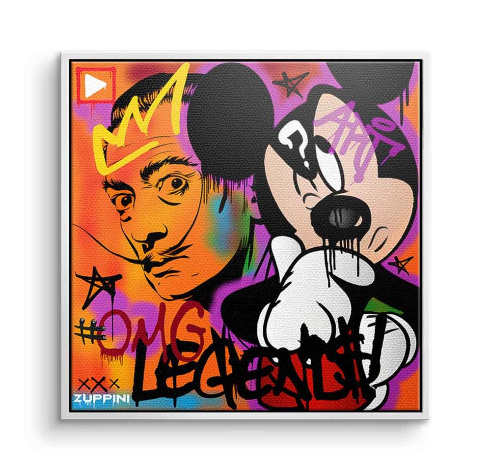 DOTCOMCANVAS® Leinwandbild Legends, Leinwandbild Legends Mickey Mouse Salvador Dali Comic orange Wandbild von DOTCOMCANVAS®