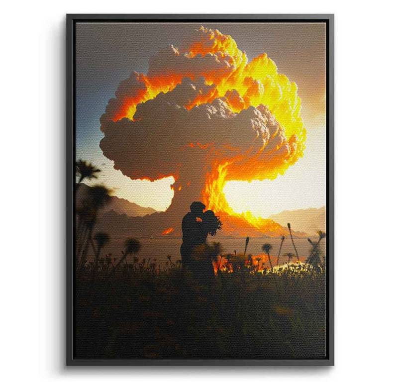 DOTCOMCANVAS® Leinwandbild Let The Sparks Fly, Leinwandbild Atompilz KI AI generiert digitale Kunst Wandbild von DOTCOMCANVAS®