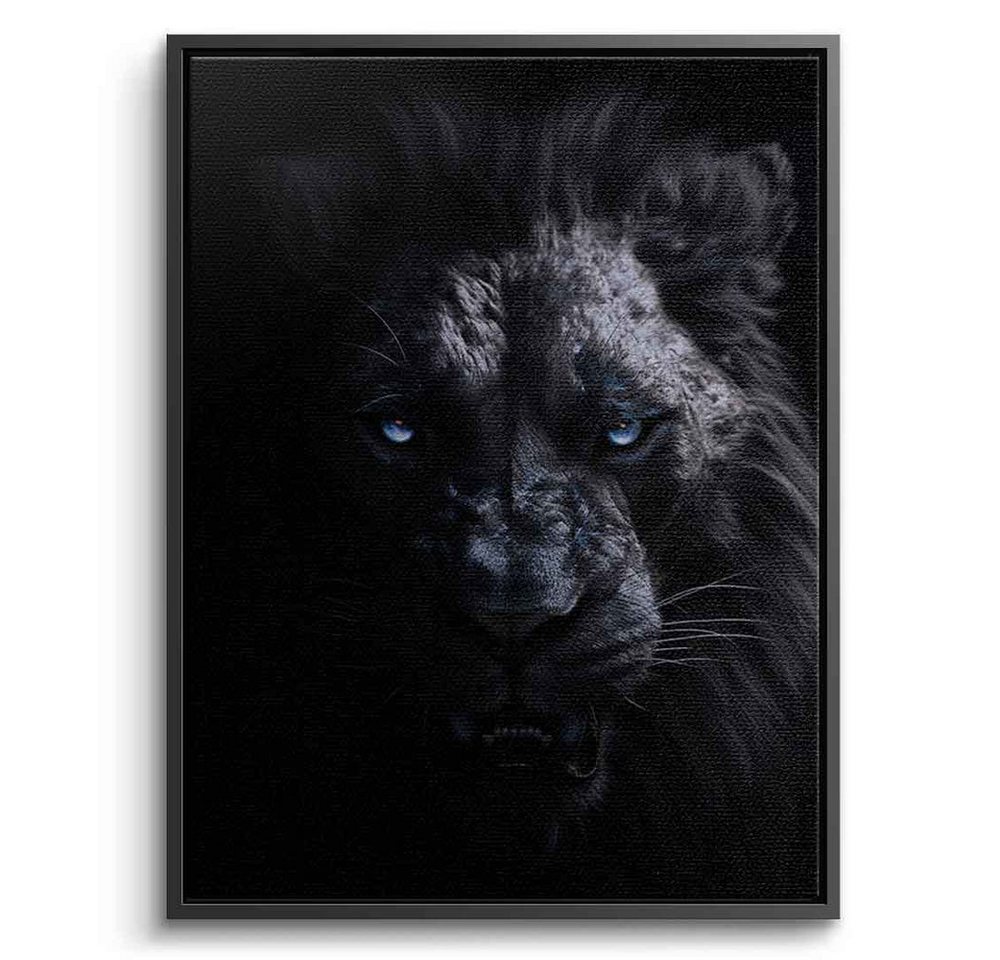 DOTCOMCANVAS® Leinwandbild Lion, Poster Lion Löwe schwarz Kunstdruck Wandbild von DOTCOMCANVAS®