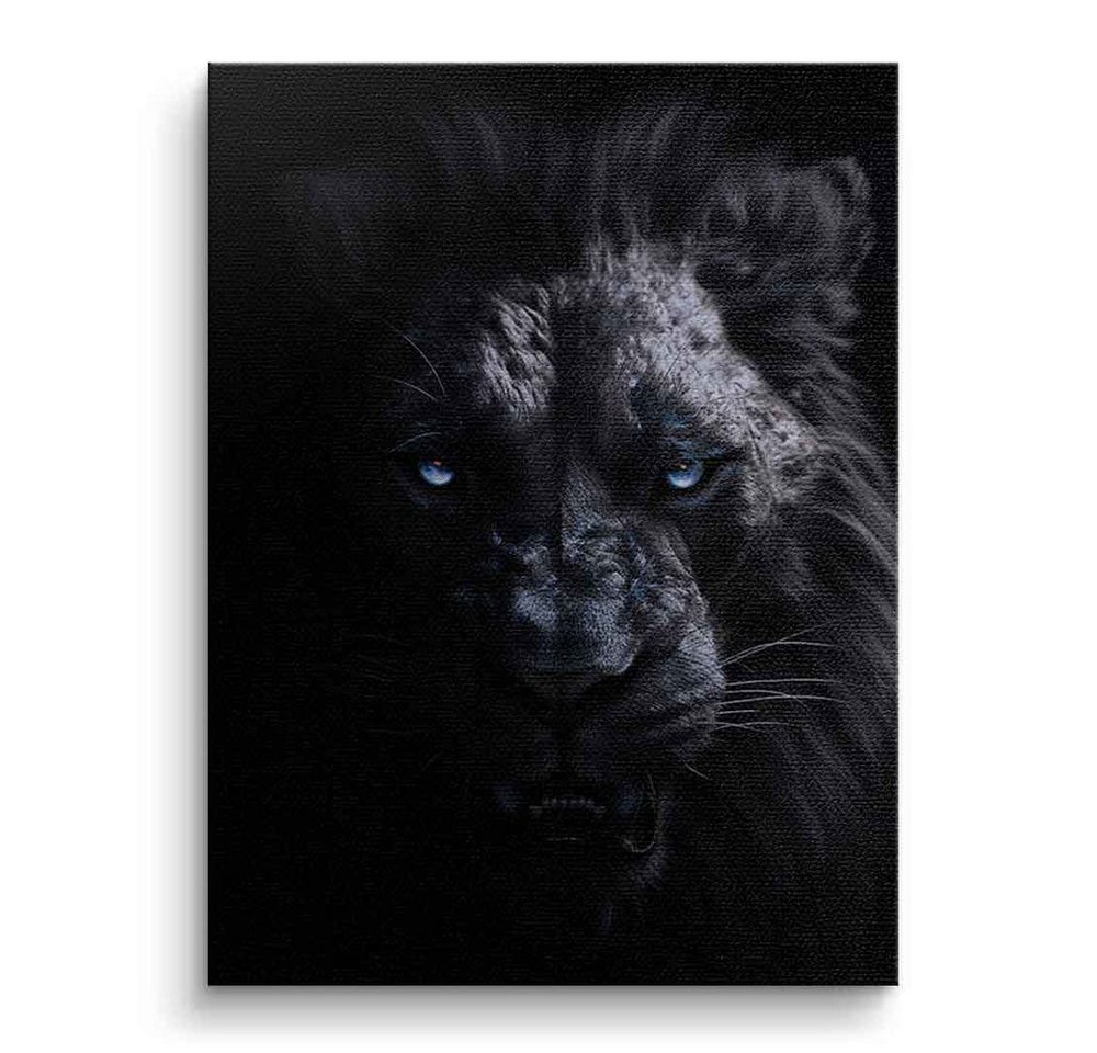 DOTCOMCANVAS® Leinwandbild Lion, Poster Lion Löwe schwarz Kunstdruck Wandbild von DOTCOMCANVAS®
