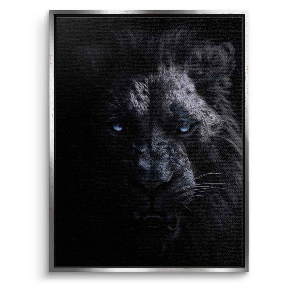 DOTCOMCANVAS® Leinwandbild Lion, Poster Lion Löwe schwarz Kunstdruck Wandbild von DOTCOMCANVAS®