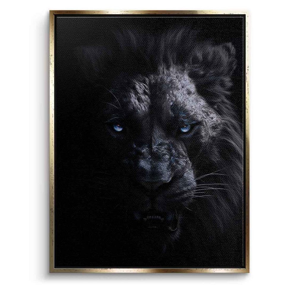 DOTCOMCANVAS® Leinwandbild Lion, Poster Lion Löwe schwarz Kunstdruck Wandbild von DOTCOMCANVAS®