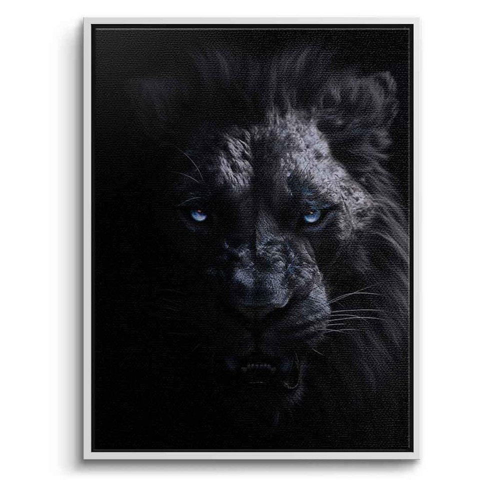 DOTCOMCANVAS® Leinwandbild Lion, Poster Lion Löwe schwarz Kunstdruck Wandbild von DOTCOMCANVAS®