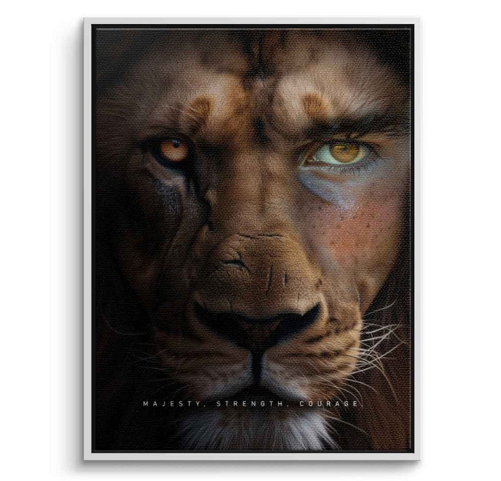 DOTCOMCANVAS® Leinwandbild Lion Fusion, Leinwandbild Lion Fusion Motivation Fokus Erfolg Macht Stärke von DOTCOMCANVAS®