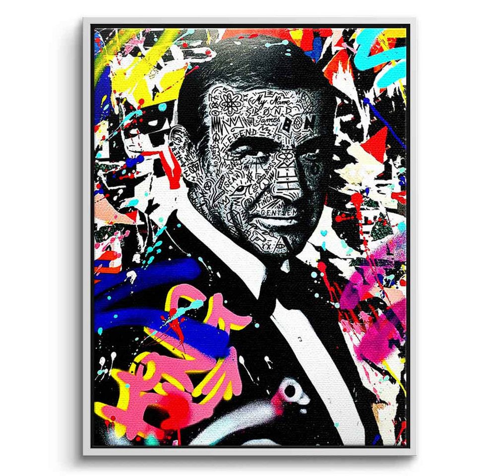 DOTCOMCANVAS® Leinwandbild MY NAME IS BOND XL, Leinwandbild James Bond Pop Art Portrait Wandbild hochkant von DOTCOMCANVAS®