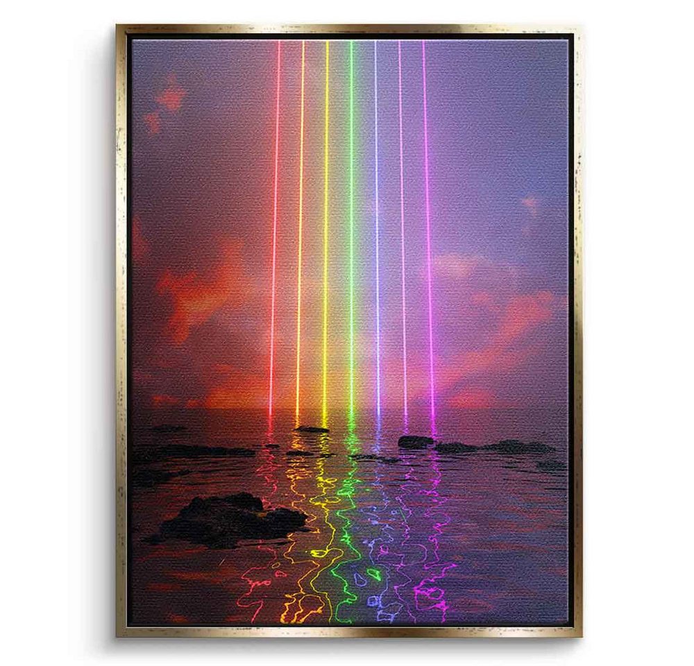 DOTCOMCANVAS® Leinwandbild Neon Rainbow, Leinwandbild Neon Rainbow KI AI generiert digitale Kunst Wandbild von DOTCOMCANVAS®