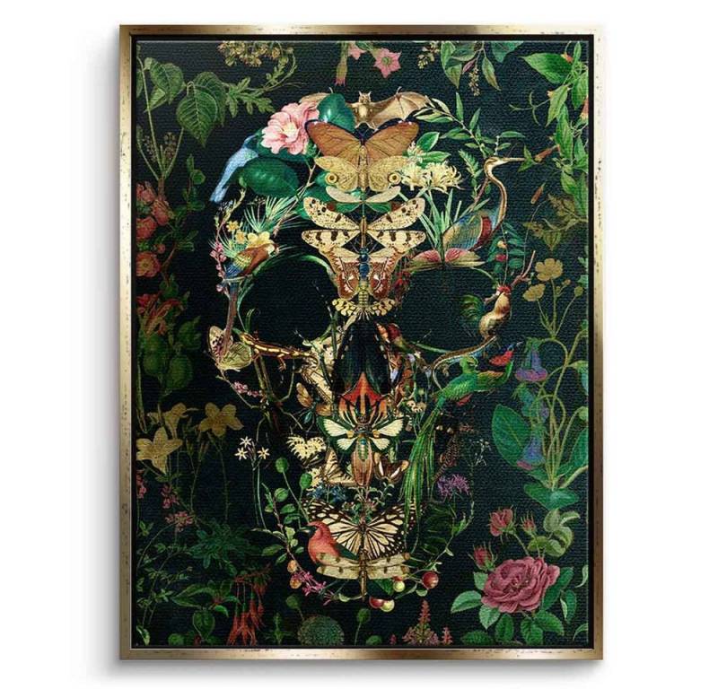 DOTCOMCANVAS® Leinwandbild Papillon, Leinwandbild Papillon Totenkopf Portrait Wandbild von DOTCOMCANVAS®