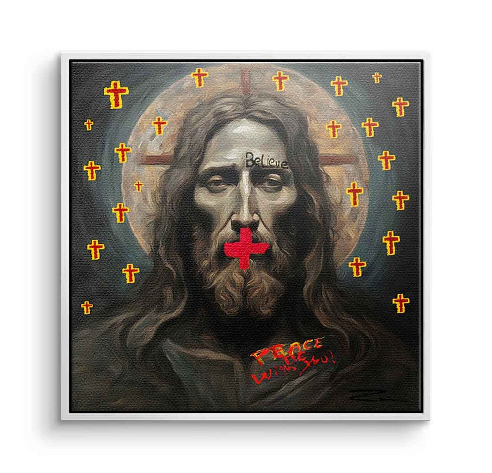 DOTCOMCANVAS® Leinwandbild Peace Be With You, Leinwandbild Peace Be With You Jesus Christus Portrait Glaube von DOTCOMCANVAS®