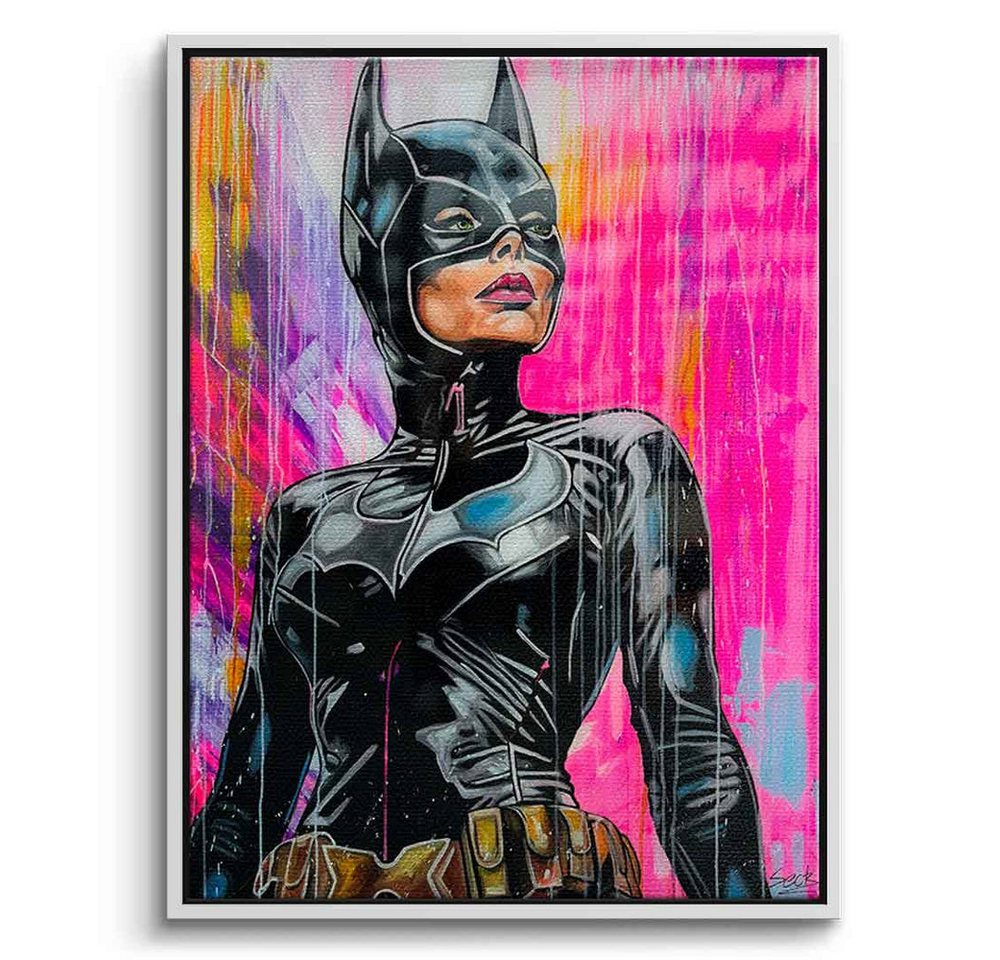 DOTCOMCANVAS® Leinwandbild Pink Frozen, Leinwandbild Pink Frozen Catwoman pink schwarz Comic Kunstdruck von DOTCOMCANVAS®