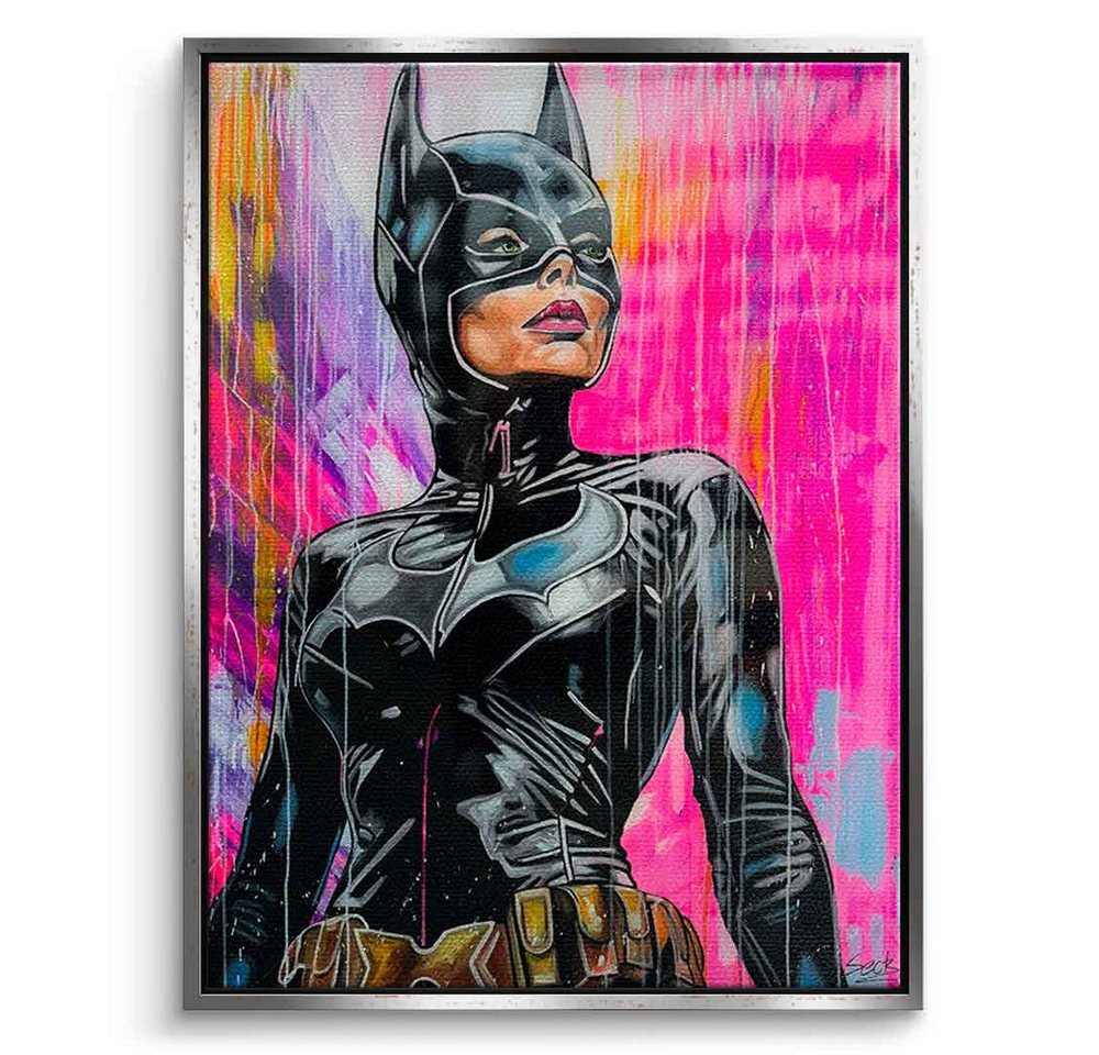 DOTCOMCANVAS® Leinwandbild Pink Frozen, Leinwandbild Pink Frozen Catwoman pink schwarz Comic Kunstdruck von DOTCOMCANVAS®