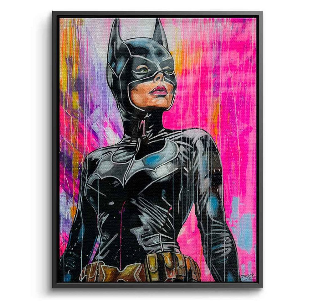 DOTCOMCANVAS® Leinwandbild Pink Frozen, Leinwandbild Pink Frozen Catwoman pink schwarz Comic Kunstdruck von DOTCOMCANVAS®