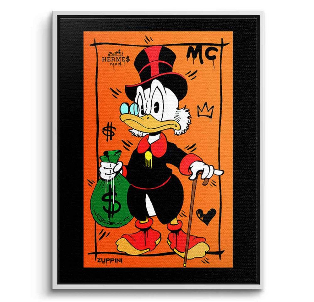 DOTCOMCANVAS® Leinwandbild Proud Scrooge, Leinwandbild Proud Scrooge McDuck Comic Cartoon orange Wandbild von DOTCOMCANVAS®
