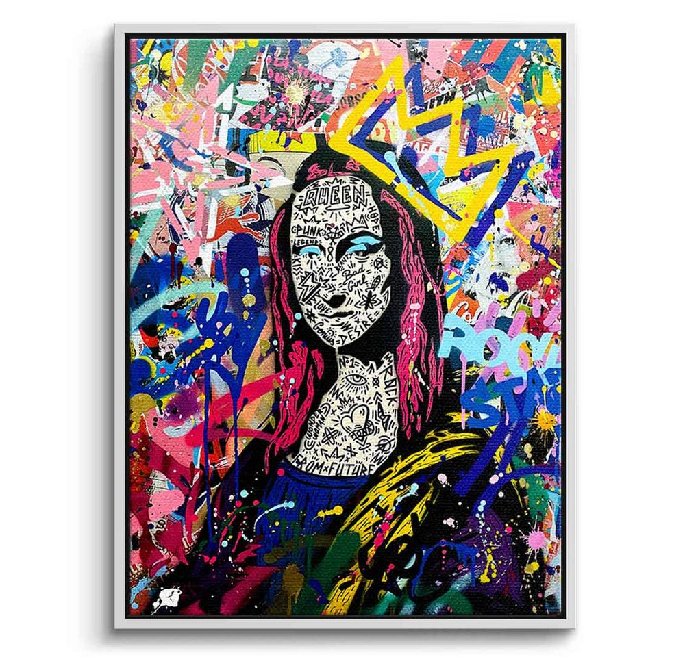 DOTCOMCANVAS® Leinwandbild QUEEN MONA OK, Leinwandbild Mona Lisa Portrait Pop Art Wandbild Kunstdruck von DOTCOMCANVAS®