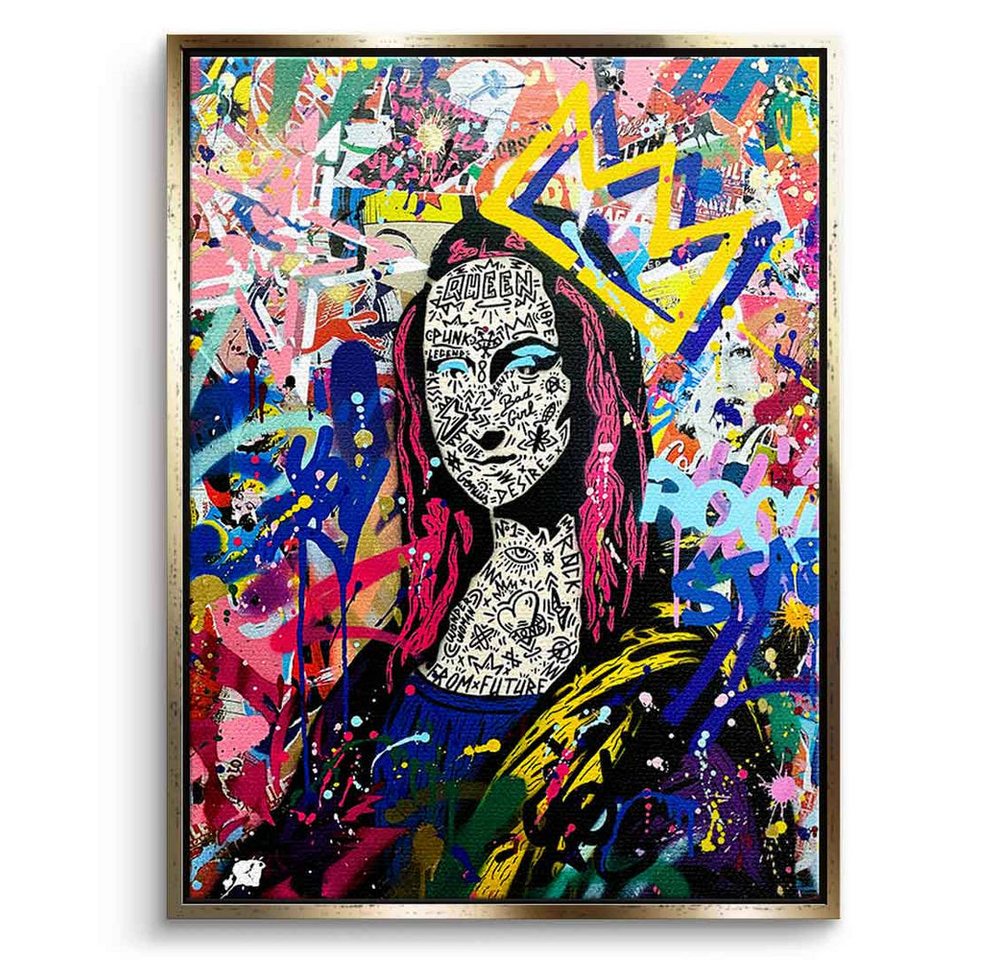 DOTCOMCANVAS® Leinwandbild QUEEN MONA OK, Leinwandbild Mona Lisa Portrait Pop Art Wandbild Kunstdruck von DOTCOMCANVAS®