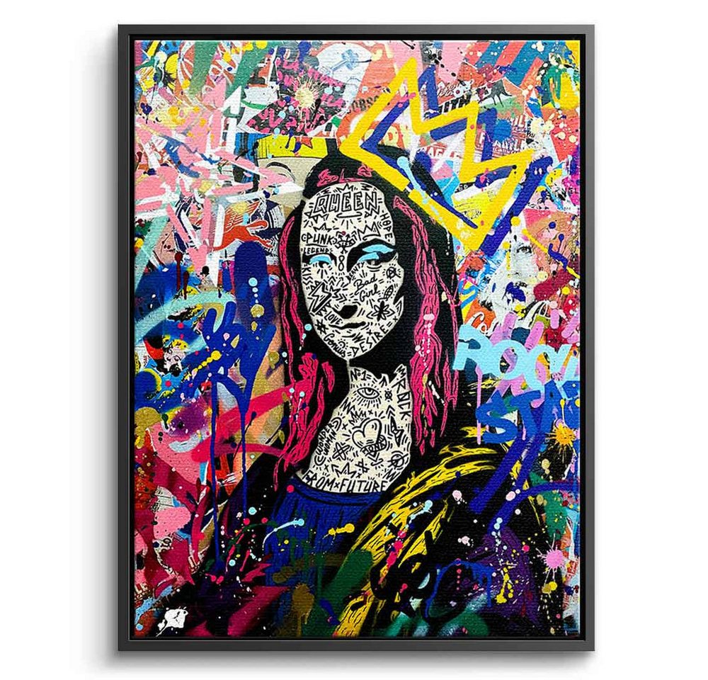 DOTCOMCANVAS® Leinwandbild QUEEN MONA OK, Leinwandbild Mona Lisa Portrait Pop Art Wandbild Kunstdruck von DOTCOMCANVAS®