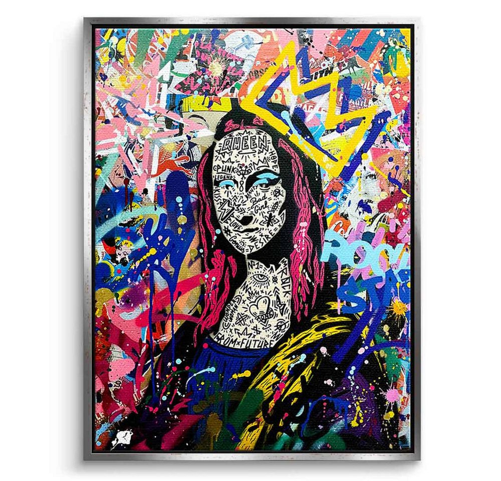 DOTCOMCANVAS® Leinwandbild QUEEN MONA OK, Leinwandbild Mona Lisa Portrait Pop Art Wandbild Kunstdruck von DOTCOMCANVAS®