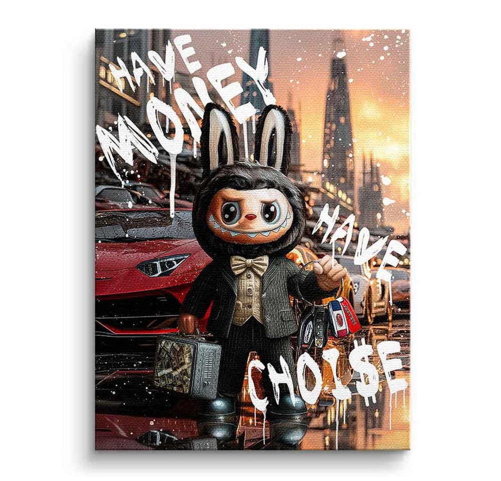 DOTCOMCANVAS® Leinwandbild Rich Labubu, Leinwandbild Rich Labubu Kunstdruck Wandbild von DOTCOMCANVAS®