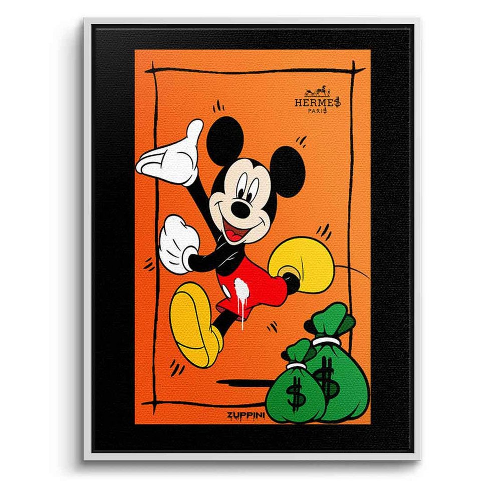 DOTCOMCANVAS® Leinwandbild Rich Mickey, Leinwandbild Rich Mickey Mouse Comic Cartoon Pop Art orange Wandbild von DOTCOMCANVAS®
