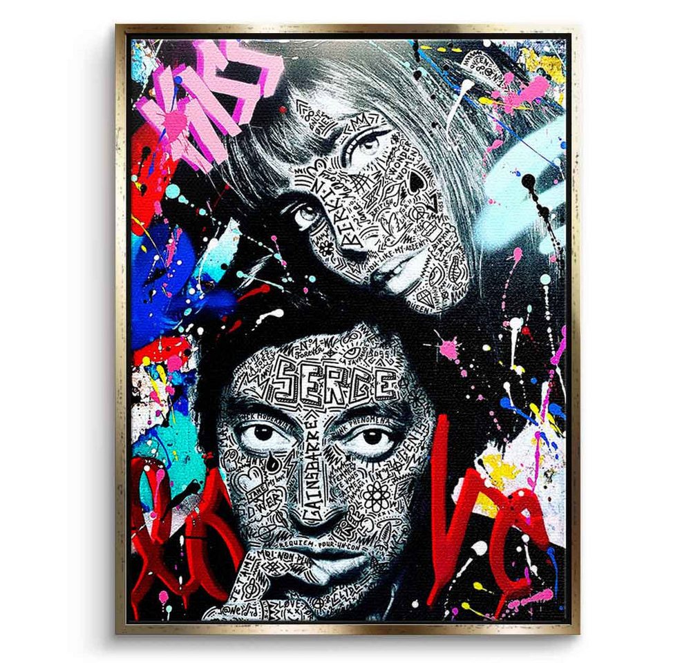 DOTCOMCANVAS® Leinwandbild SERGE & JANE FOREVER, Leinwandbild Jane Birkin Serge Gainsbourg Portrait Pop Art Wandbild von DOTCOMCANVAS®