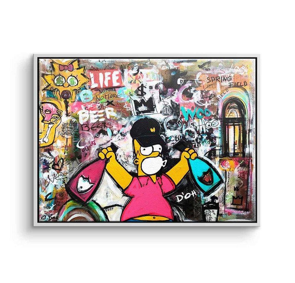 DOTCOMCANVAS® Leinwandbild Simpson Collage, Simpsons Leinwandbild quer comic Pop Art Collage lifestyle Champagner von DOTCOMCANVAS®