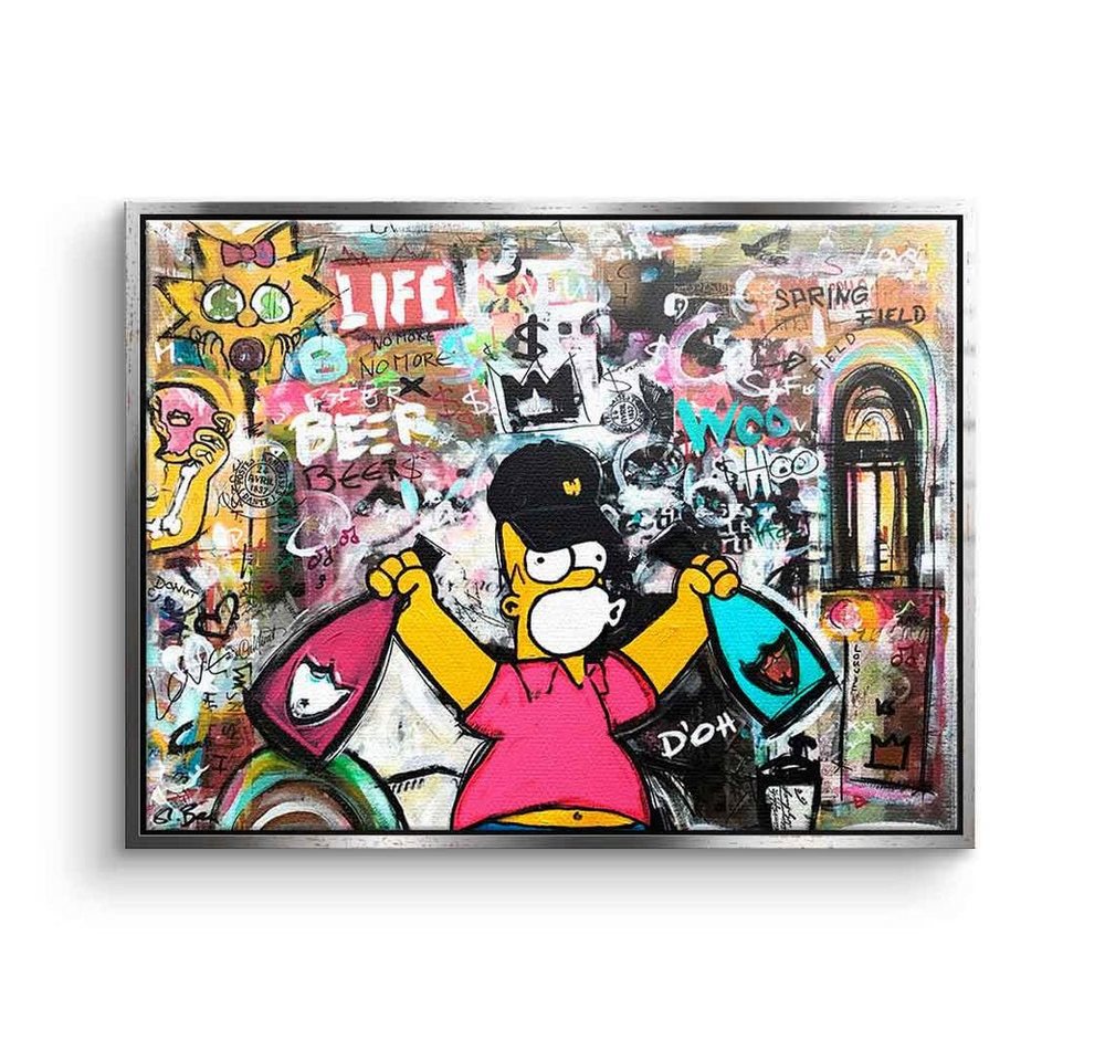 DOTCOMCANVAS® Leinwandbild Simpson Collage, Simpsons Leinwandbild quer comic Pop Art Collage lifestyle Champagner von DOTCOMCANVAS®