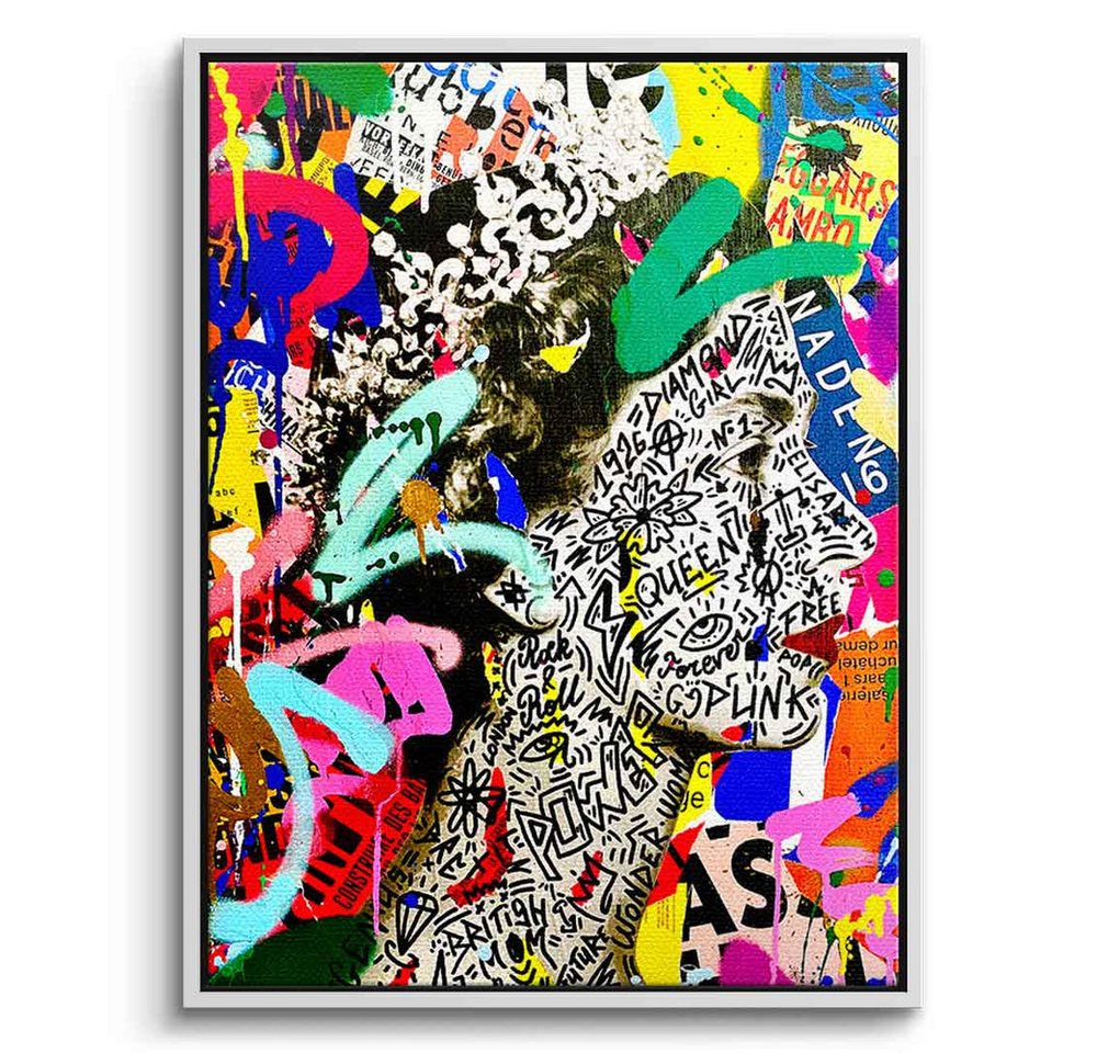 DOTCOMCANVAS® Leinwandbild TORN QUEEN, Leinwandbild Queen Elisabeth II. Portrait Pop Art Wandbild Kunstdruck von DOTCOMCANVAS®