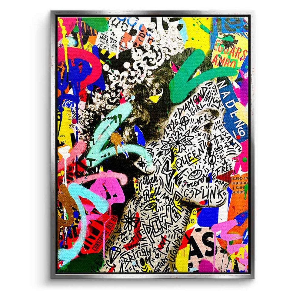 DOTCOMCANVAS® Leinwandbild TORN QUEEN, Leinwandbild Queen Elisabeth II. Portrait Pop Art Wandbild Kunstdruck von DOTCOMCANVAS®