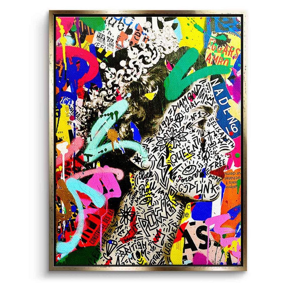 DOTCOMCANVAS® Leinwandbild TORN QUEEN, Leinwandbild Queen Elisabeth II. Portrait Pop Art Wandbild Kunstdruck von DOTCOMCANVAS®