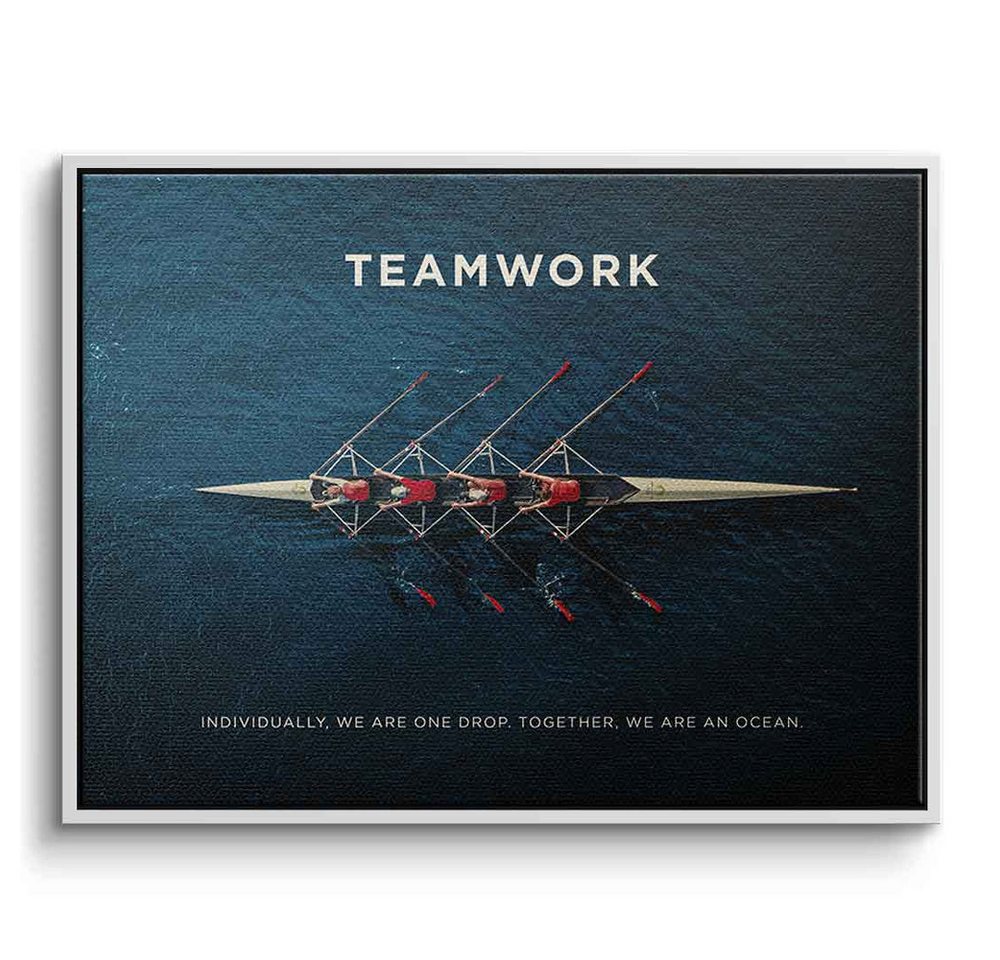 DOTCOMCANVAS® Leinwandbild Teamwork #Rudern, Leinwandbild Teamwork Motivation Spruch Kunstdruck Wandbild von DOTCOMCANVAS®