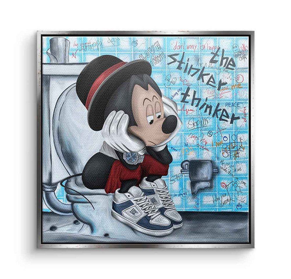 DOTCOMCANVAS® Leinwandbild The stinker Thinker, Leinwandbild The stinker Thinker Comic Maus Comic Maus Mouse Bad von DOTCOMCANVAS®