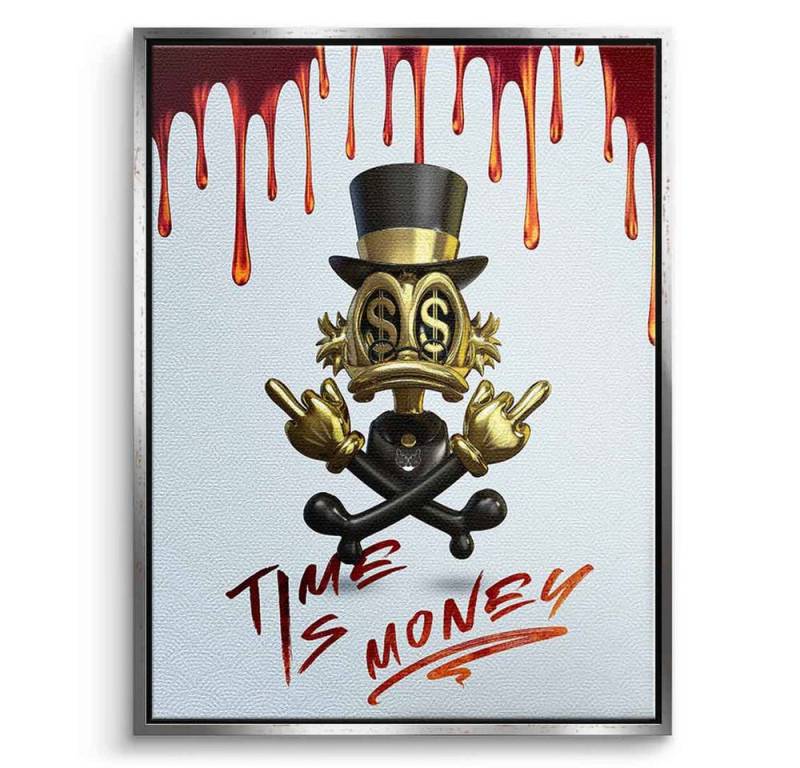 DOTCOMCANVAS® Leinwandbild Time Is Money, Leinwandbild Time Is Money weiß Wandbild Kunstdruck von Dotcomcanvas
