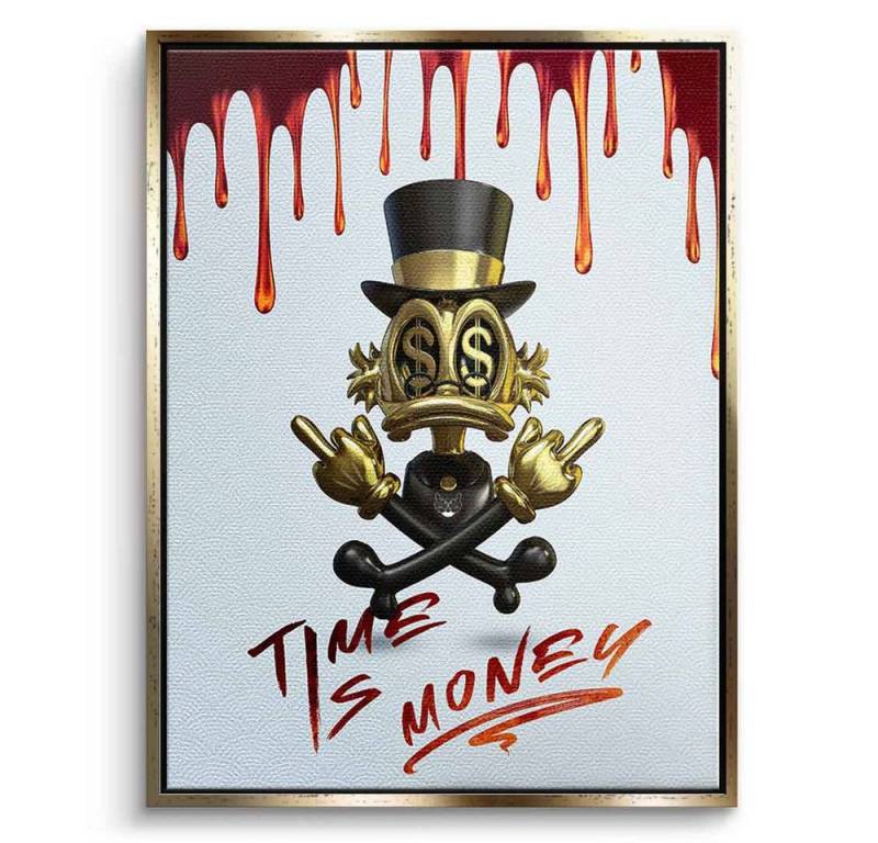 DOTCOMCANVAS® Leinwandbild Time Is Money, Leinwandbild Time Is Money weiß Wandbild Kunstdruck von DOTCOMCANVAS®