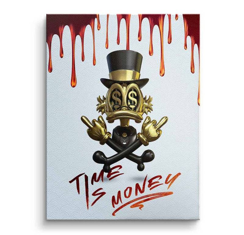 DOTCOMCANVAS® Leinwandbild Time Is Money, Leinwandbild Time Is Money weiß Wandbild Kunstdruck von DOTCOMCANVAS®
