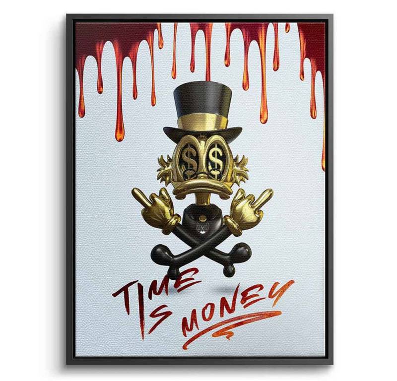 DOTCOMCANVAS® Leinwandbild Time Is Money, Leinwandbild Time Is Money weiß Wandbild Kunstdruck von Dotcomcanvas