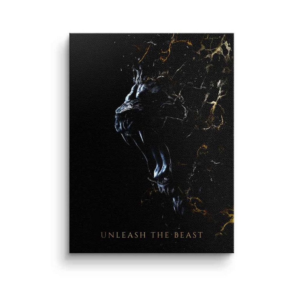 DOTCOMCANVAS® Leinwandbild Abstract Lion, Leinwandbild Abstract Lion schwarz elegant abstrakt unleash the beast von DOTCOMCANVAS®