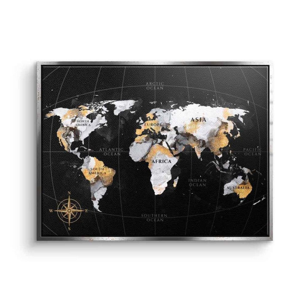 DOTCOMCANVAS® Leinwandbild Abstract Country Collection, Leinwandbild Abstract Country Collection Weltkarte schwarz map weiß von DOTCOMCANVAS®