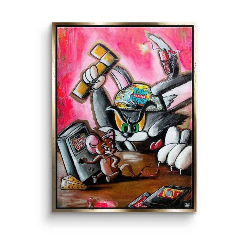 DOTCOMCANVAS® Leinwandbild Game Over, Leinwandbild Game Over Tom und Jerry Gameboy Pop Art Comic von DOTCOMCANVAS®