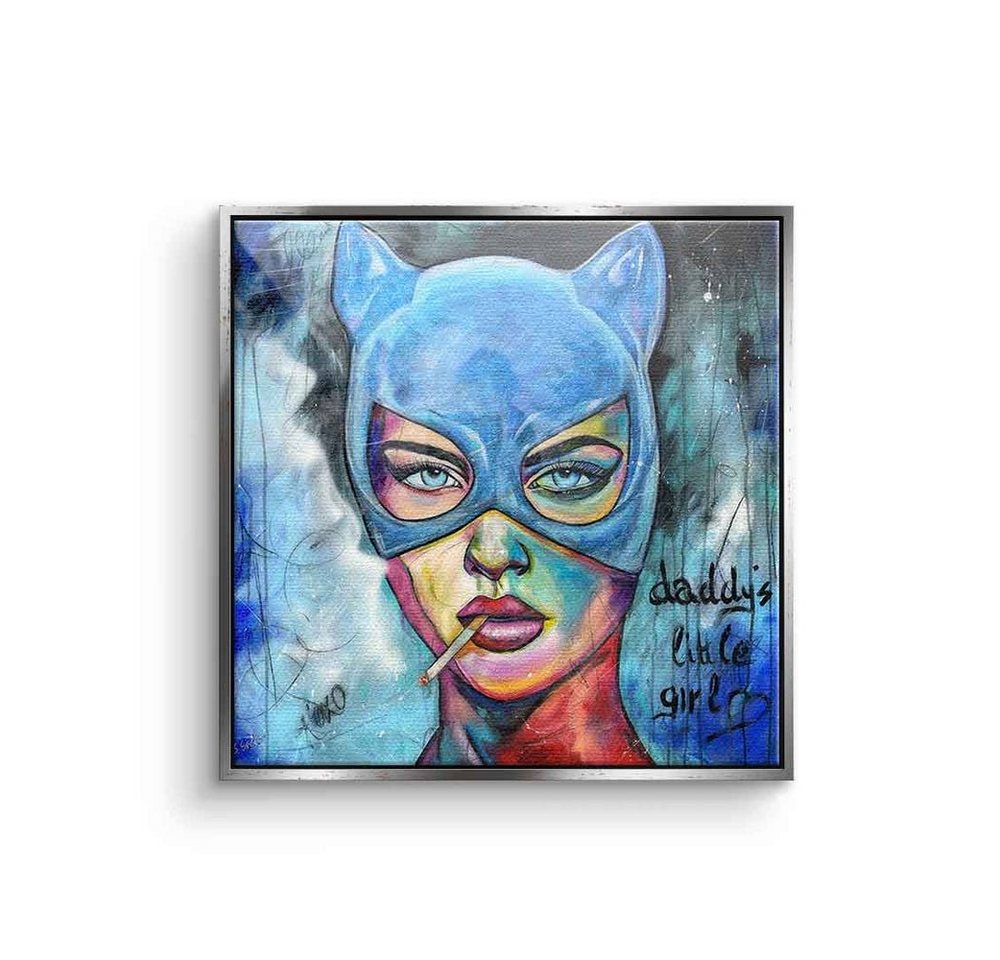 DOTCOMCANVAS® Leinwandbild Daddys Little Girl, Leinwandbild Catwoman Pop Art Porträt Daddys Little Girl quadratisch von DOTCOMCANVAS®