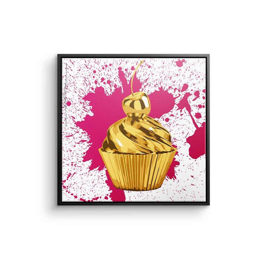 DOTCOMCANVAS® Leinwandbild Cupcake Splash, Leinwandbild Cupcake Splash Kuchen Pop Art quadratisch square von DOTCOMCANVAS®