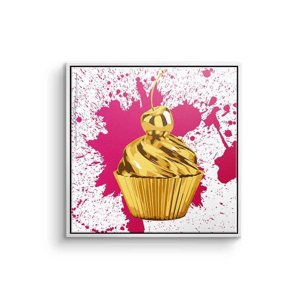 DOTCOMCANVAS® Leinwandbild Cupcake Splash, Leinwandbild Cupcake Splash Kuchen Pop Art quadratisch square von DOTCOMCANVAS®