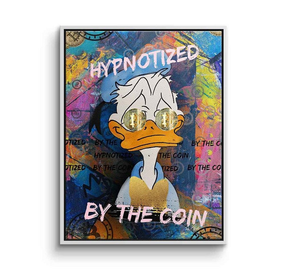 DOTCOMCANVAS® Leinwandbild Hyptnotized, Leinwandbild Bitcoin krypto Duck Hyptnotized Pop Art Comic von DOTCOMCANVAS®