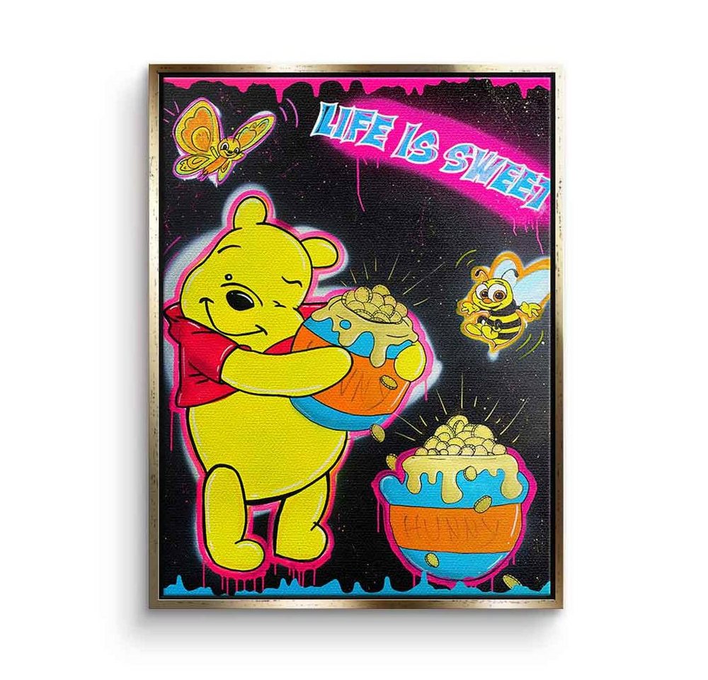 DOTCOMCANVAS® Leinwandbild Life is Sweet, Leinwandbild Life is sweet Pu der Bär Winnie the Pooh Comic Pop Art von DOTCOMCANVAS®