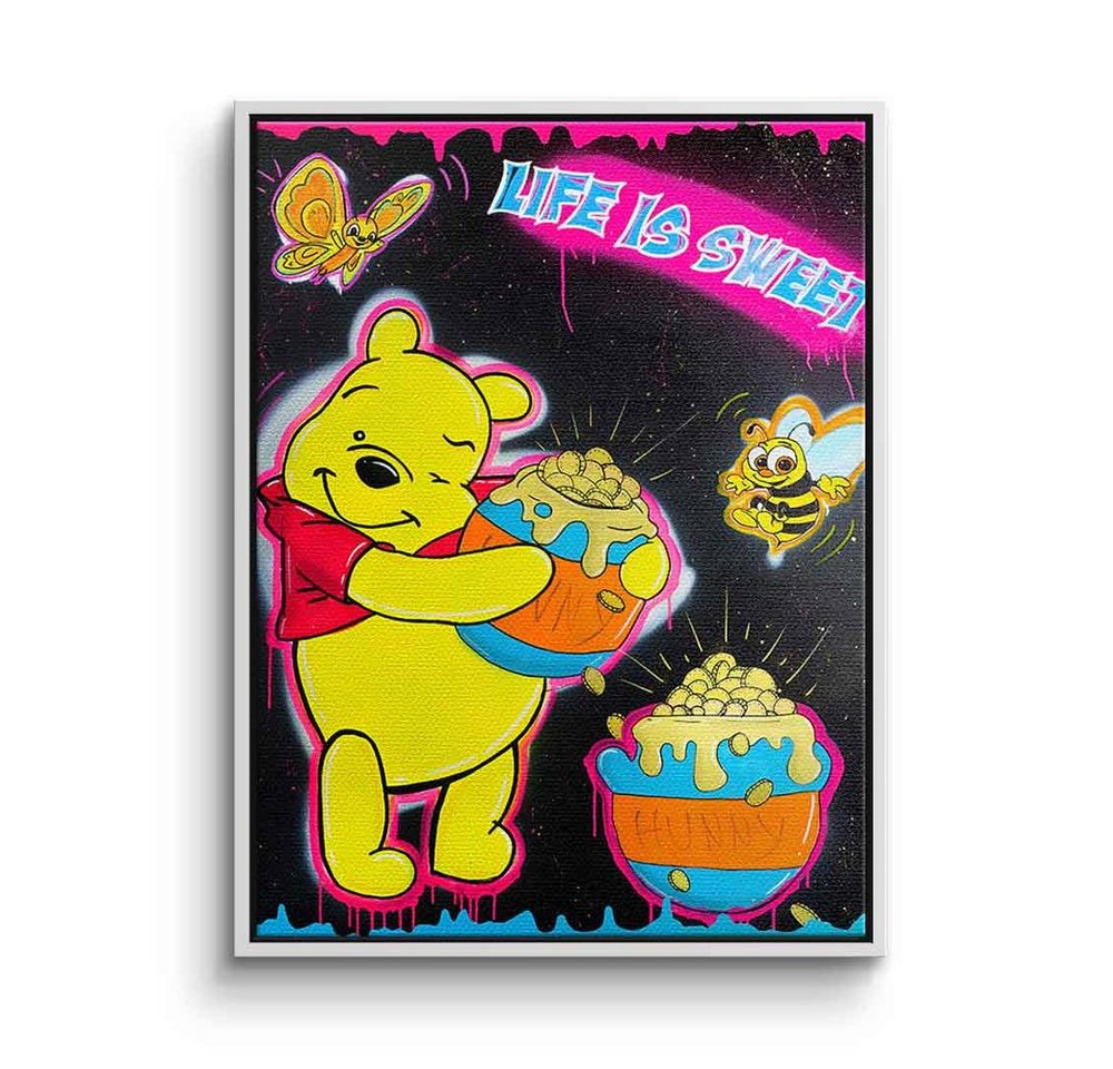 DOTCOMCANVAS® Leinwandbild Life is Sweet, Leinwandbild Life is sweet Pu der Bär Winnie the Pooh Comic Pop Art von DOTCOMCANVAS®