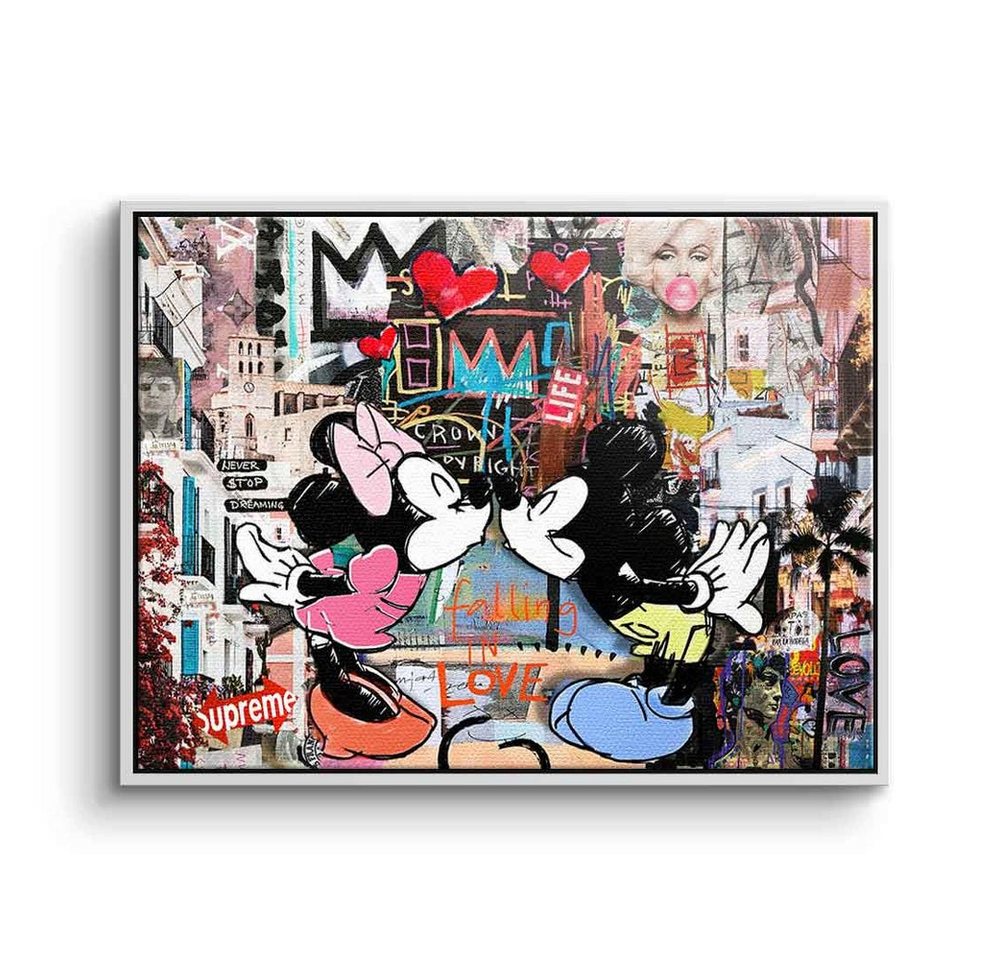 DOTCOMCANVAS® Leinwandbild Kiss in Ibiza, Leinwandbild Kiss in Ibiza Micky Maus Minnie Maus Pop Art collage von DOTCOMCANVAS®